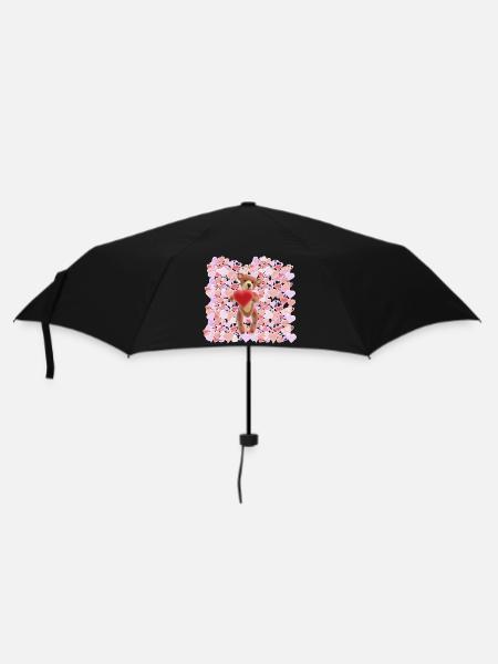 Valentine-Teddy mit einem Meer aus Herzen - 3D - Regenschirm (klein) - Schwarz