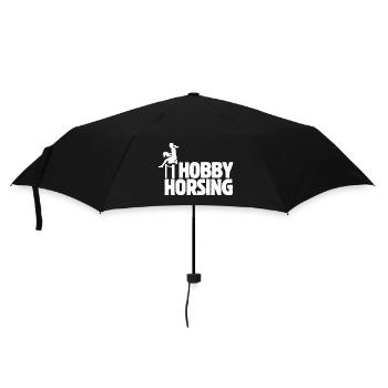 Hobby Horsing - Steckenpferd - Reiten - Geschenk - Regenschirm (klein) - Schwarz - Vorne