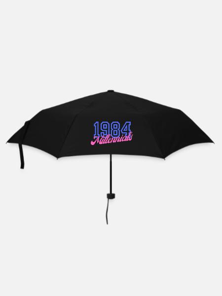 Jahrgang Jahr 1984 Digitaler Kunstdruck - Regenschirm (klein) - Schwarz