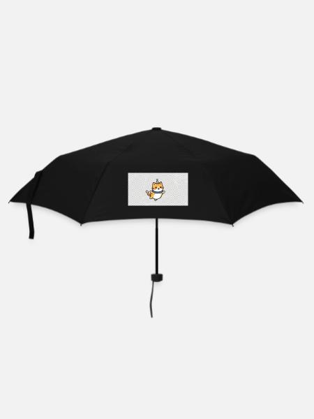 Chaton festif avec chapeau bleu - Parapluie standard - noir