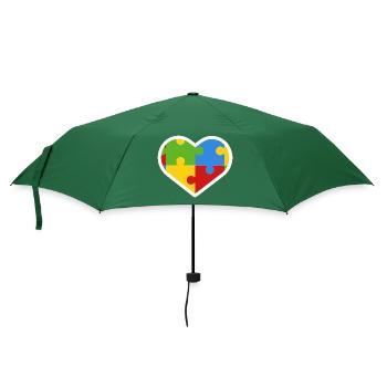 Autismus Herz Inklusion Geschenk - Regenschirm (klein) - Flaschengrün - Vorne