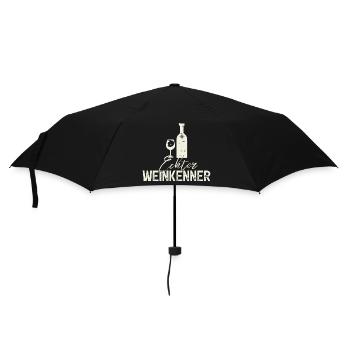 Echter Weinkenner, Weisswein Wein - Regenschirm (klein) - Schwarz - Vorne