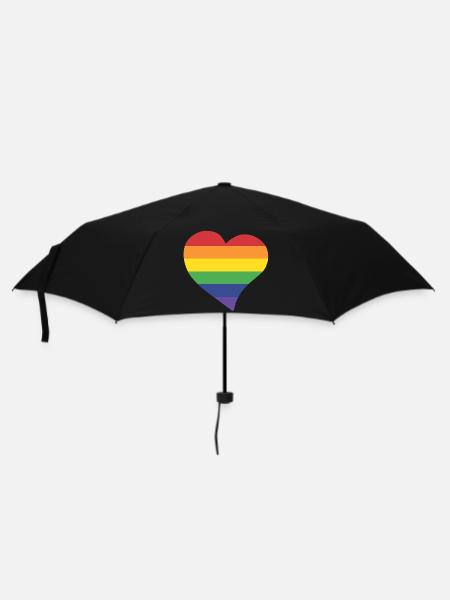 Regenbogenherz - Regenschirm (klein) - Schwarz