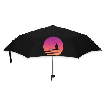 Pêcheur pêcheur lac symbole lune mer Illustration - Parapluie standard - noir - Devant