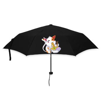 Cat Eating Ramen - Umbrella (small) - black - Front