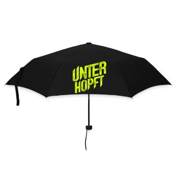 Unterhopft - Bier - Saufen - Lustig - Alkohol - Regenschirm (klein) - Schwarz - Vorne