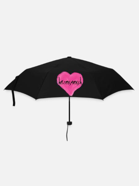 Herzensmensch - Regenschirm (klein) - Schwarz