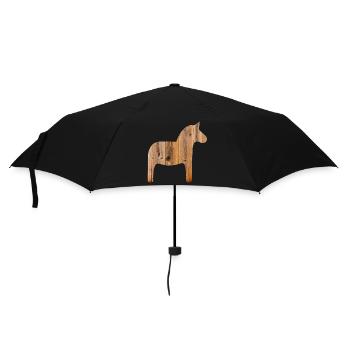 Dalapferd Holz skandinavische Weihnachten Winter - Regenschirm (klein) - Schwarz - Vorne
