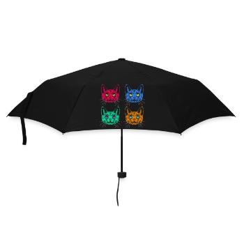 Vier Farben Katzen / Cats like Warhol - Regenschirm (klein) - Schwarz - Vorne