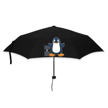 Pinguin Bodybuilder Hantel Bodybuilding - Regenschirm (klein) - Schwarz - Vorne