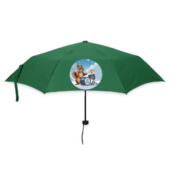 Squirrel plays drums in the snow - Umbrella (small) - bottlegreen - Front