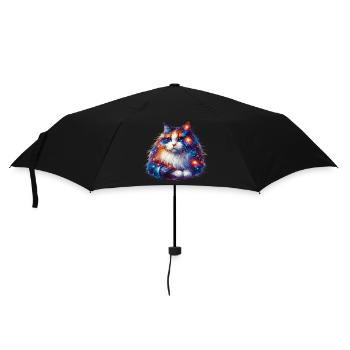 Katze - Regenschirm (klein) - Schwarz - Vorne