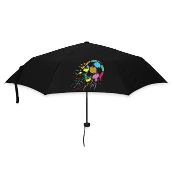 Fußball bunte Farben retro Ball Explosion Symbol - Regenschirm (klein) - Schwarz - Vorne
