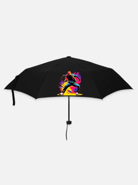 90er Farben Breakdancer - Regenschirm (klein) - Schwarz