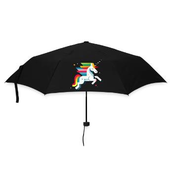 Magisches Einhorn – Farbenfrohes Design - Regenschirm (klein) - Schwarz - Vorne
