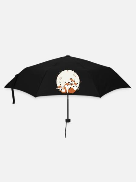Fröhliche Fuchsfamilie–Harmonisches Waldtierdesign - Regenschirm (klein) - Schwarz
