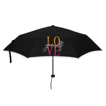 Love yourself / Selbstliebe / Liebe dich selbst - Umbrella (small) - black - Front