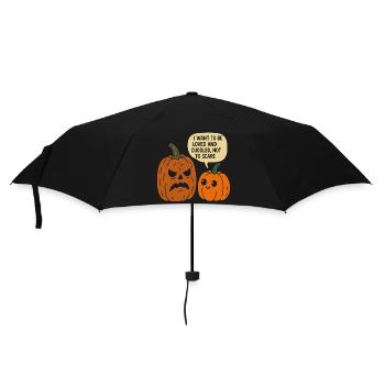 Kuscheliges Halloween Kürbis Duo - Regenschirm (klein) - Schwarz - Vorne