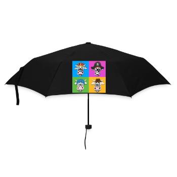 Kuh-Quartett - Regenschirm (klein) - Schwarz - Vorne