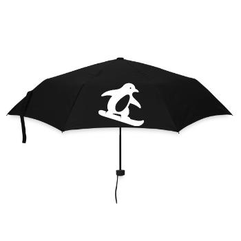 Minimalist Penguin Snowboard Winter Getaway - Umbrella (small) - black - Front