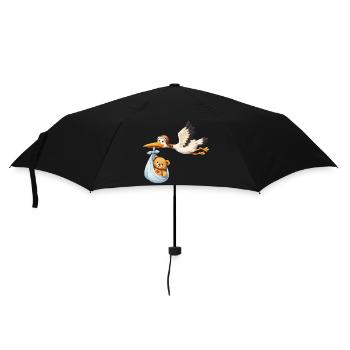 Toutou Cigogne Bébé Accouchement en chemise cadeau en tissu - Parapluie standard - noir - Devant