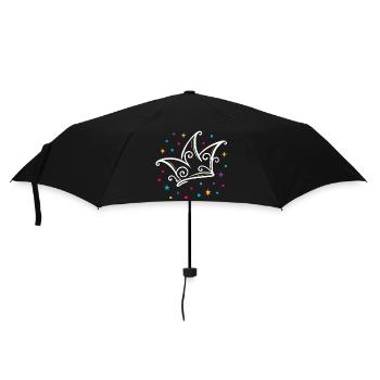 Karneval Narrenkappe modern mit Sternen & Konfetti - Regenschirm (klein) - Schwarz - Vorne