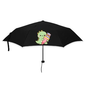 Schoolchild Dino School Enrollment Gift - Umbrella (small) - black - Front