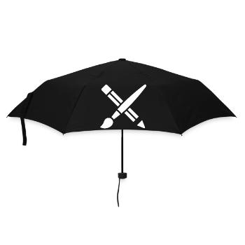 Pinsel, Bleistift, Basteln, Kunst Symbol - Regenschirm (klein) - Schwarz - Vorne