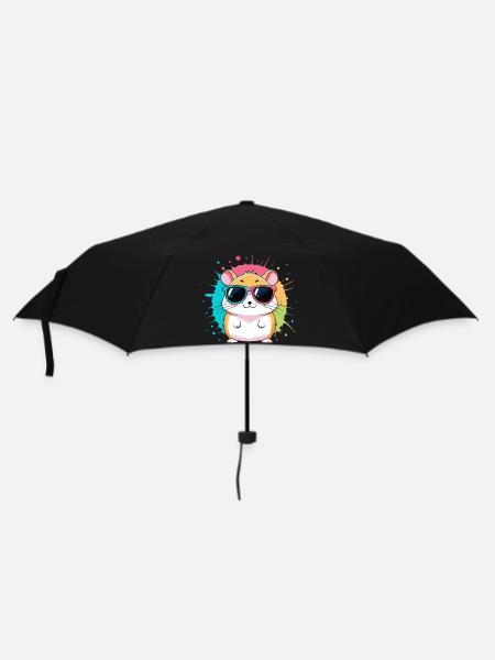 Bunter Sonnenhamster mit auffälligen Brillen - Regenschirm (klein) - Schwarz