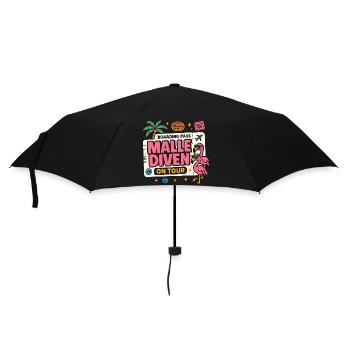 Malle Diven On Tour Damen Flamingo Mallorca Party - Regenschirm (klein) - Schwarz - Vorne