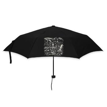 Vintage Ocean: Sea Animal Engraving - Umbrella (small) - black - Front