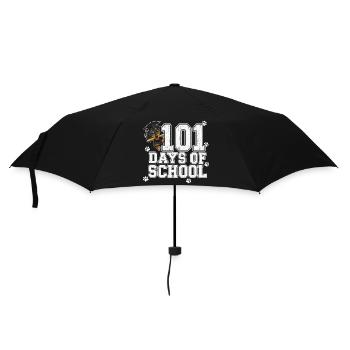 101 Tage Schule Dackel Brille Pfoten süß Kinder - Regenschirm (klein) - Schwarz - Vorne