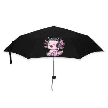 Axolotl Singing Listening to Music - Umbrella (small) - black - Front