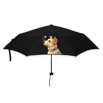 Fairy Dog with Magic Flower and Caterpillar - Umbrella (small) - black - Front