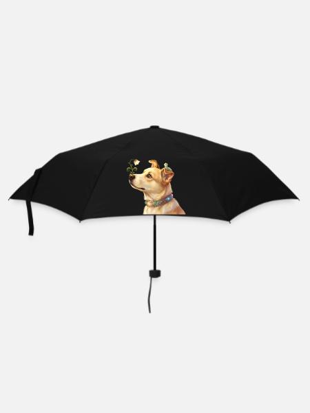 Fairy Dog with Magic Flower and Caterpillar - Umbrella (small) - black