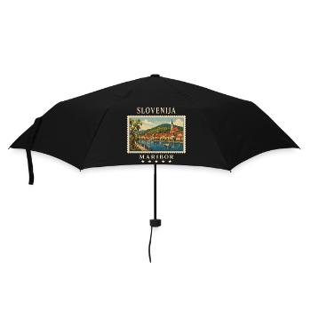 Slowenien Maribor Vintage Reisemarke - Regenschirm (klein) - Schwarz - Vorne