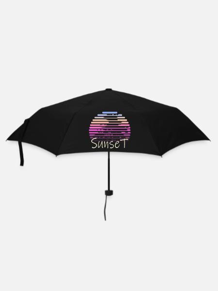 Sonnenuntergangspalmen - Regenschirm (klein) - Schwarz