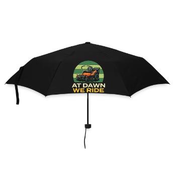 Im Morgengrauen fahren wir – lustiges Rasenmäher-Mähen - Regenschirm (klein) - Schwarz - Vorne