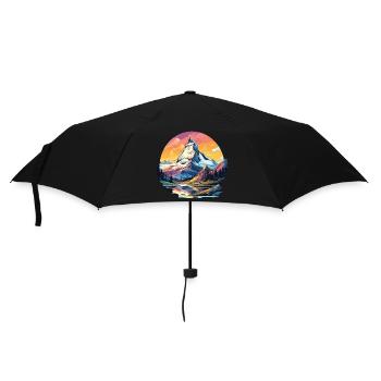 Matterhorn Wandern Zermatt Andenken Souvenir - Regenschirm (klein) - Schwarz - Vorne