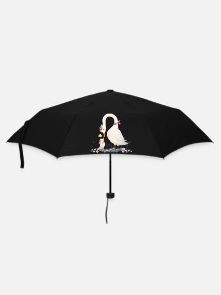 Two swans in flower meadow style - Umbrella (small) - black