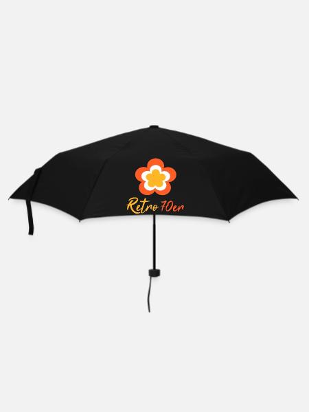 70er Jahre Blume Muster Retro - Regenschirm (klein) - Schwarz