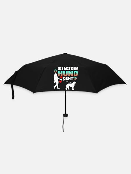 Die mit dem Hund geht - Regenschirm (klein) - Schwarz