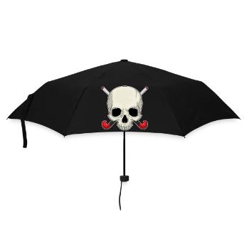 Croûte de hockey sur gazon en forme de crâne - Parapluie standard - noir - Devant