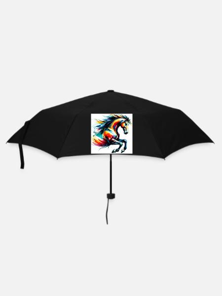 Pferd - Regenschirm (klein) - Schwarz