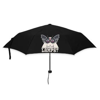 Funny owl figurine with big eyes and lamps text - Umbrella (small) - black - Front