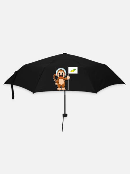 Affe Astronaut Weltraum - Regenschirm (klein) - Schwarz