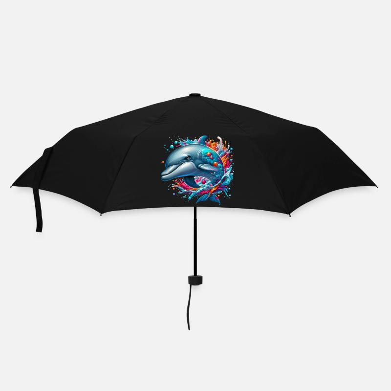 Delfin - Regenschirm (klein) - Schwarz