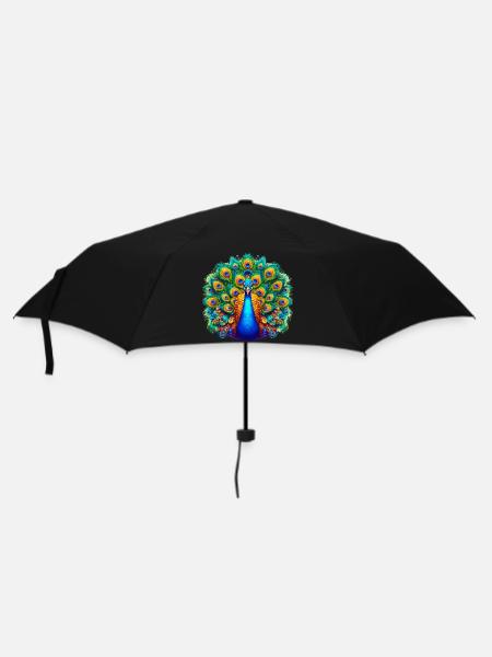 Pfau - Regenschirm (klein) - Schwarz