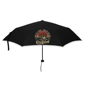 Birthday Gift | Vintage Born October 1990 - Umbrella (small) - black - Front