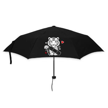Tiger mit Pflaster und Blumen - Gute Besserung - Regenschirm (klein) - Schwarz - Vorne